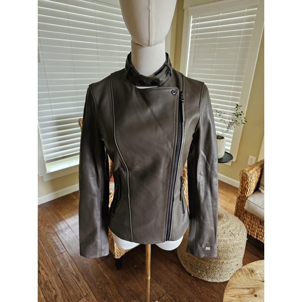 Soia & Kyo Genuine Lambskin Leather Jacket Women's XXS Moto Biker - Picture 10 of 16